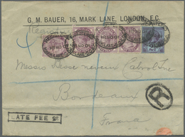 Br Großbritannien: 1901. Registered Envelope (folds) Addressed To France Bearing SG 172, 1d Lilac (4) And SG 201, - Other & Unclassified