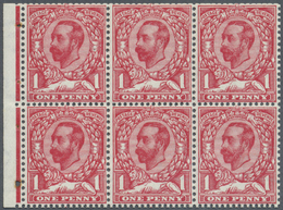 ** Großbritannien: 1911, 1d. Carmine, Die B, Booklet Pane (slight Rust Marks At Margin - Originating From Clip), - Other & Unclassified