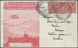 Br Großbritannien: 1911 'First UK Aerial Post' Envelope In Red Used To Brünn, Austria, Franked With Three Singles - Autres & Non Classés