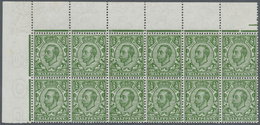 **/* Großbritannien: 1912, ½d. Green, Wm. Simple Cipher, Marginal Block Of Twelve From The Upper Left Corner Of The - Autres & Non Classés
