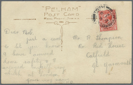 Großbritannien: 1912, 1d. Scarlet Showing Variety "Q For O", Used On Ppc "THURNE YARMOUTH 9 JA 31". SG Spec. N - Autres & Non Classés