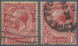 O Großbritannien: 1912, 1d. Scarlet, Two Commercially Used Copies, Showing Varieties "Reversed Q For O" Resp. "I - Other & Unclassified