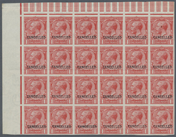 ** Großbritannien: 1912, 1d. Scarlet, Imperforate Marginal Block Of 24 From The Upper Left Corner Of The Sheet Wi - Other & Unclassified