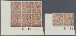 ** Großbritannien: 1912, 1½d. Red-brown, Marginal Horiz. Pair From The Lower Left Corner Of The Sheet With Contro - Other & Unclassified