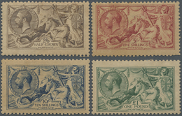* Großbritannien: 1913/1919, Seahorses, Set Of Four Values, Mint With (heavily) Toned Tropical O.g. With (strong - Autres & Non Classés