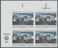 ** Thematik: Wasserfälle / Waterfalls: 992, UN Vienna. Imperforate Corner Block Of 4 For The 5s Value Of The Issue "Worl - Non Classés