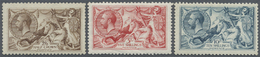 */** Großbritannien: 1918/1919, Seahorses, Bradbury Printing, 2s.6d. Brown, 5s. Red And 10s. Blue, Fresh Colours, P - Autres & Non Classés