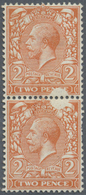 **/* Großbritannien: 1920, 2d. Orange, Vertical Pair (partly Rough Perfs), Showing Distinctive Variety "thick White - Other & Unclassified