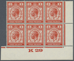 **/* Großbritannien: 1929, UPU Congress, 1d. Scarlet, Plate Block Of Six With Control "K 29", On R19/12 Variety "Br - Autres & Non Classés