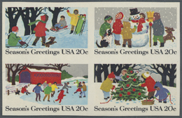 ** Thematik: Weihnachten / Christmas: 1982, USA. Rare Imperforate Variety For The Se-tenant Christmas Block Of 4. Mint,  - Natale