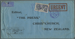 Br Großbritannien: 1936, Seahorse 10/ Sh. Tied Violet "LONDON F.S. AIR MAIL 21 NOV 36" To Air Mail Cover To Chris - Other & Unclassified