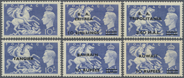 * Großbritannien: 1951, KGVI 10 Sh. Blue Mint NH And Five Stamps With Comonwealth-imprints Of "B.A.ERITREA", "B. - Other & Unclassified