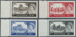 ** Großbritannien: 1955, Freimarken: Burgen, Ausgesuchter Luxusrandsatz Postfrisch, 3x Mit Farbigem Passerkreuz. - Autres & Non Classés
