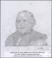 (*) Großbritannien: 1998, Rowland Hill, Original Pencil Sketch On Technical Sheet Paper With Signature Czeslaw Sla - Autres & Non Classés