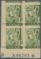 **/ Saarland (1947/56): 1947, Freimarken: Berufe Und Ansichte, 30 Pf Im Schön Verzähnten Viererblock, Po - Unused Stamps