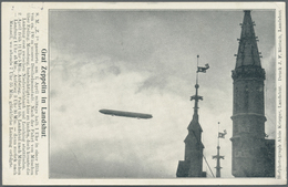 Br Thematik: Zeppelin / Zeppelin: 1909 - Seltene Fotokarte: "Der ZEPPELIN über Landshut", Gelaufen, Erstklassige Erhaltu - Zeppelin