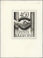 (*) Saarland (1947/56): 1947, Freimarken Wiederaufbau Des Saarlandes, S/w-Entwurfszeichnung Im Folioform - Unused Stamps