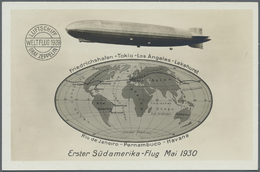 GA Thematik: Zeppelin / Zeppelin: 1930, Dt. Reich. Privat-Postkarte 10 Pf Steinadler Neben 8 Pf Ebert "Erster Südamerika - Zeppelin