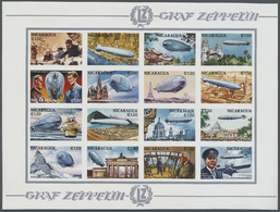 ** Thematik: Zeppelin / Zeppelin: 1994, Nicaraguar. Imperforate Proof For The Miniature Sheet Of 16 Of The GRAF ZEPPELIN - Zeppelins