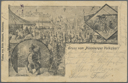 GA Thematik: Zirkus / Circus: 1898, Bayern. Privat-Postkarte 5 Pf Rauten "Gruss Vom Nürnberger Volksfest" Mit Rs. Zudruc - Circus