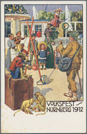 GA Thematik: Zirkus / Circus: 1912, Bayern. Privat-Postkarte 5 Pf Luitpold "Volksfest Nürnberg 1912" Mit Rs. Abb. "Schau - Circo