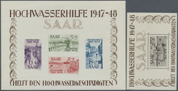 **/* Saarland (1947/56): 1948, Hochwasserhilfe Blockpaar, Block 1 Mit 2 Punktförmig Matte Gummistellen, B - Ongebruikt