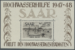 ** Saarland (1947/56): 1948, Hochwasserhilfe, Einwandfrei Postfrisches Blockpaar Im Originalformat Ohne - Neufs