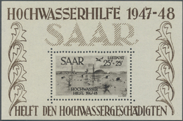 ** Saarland (1947/56): 1948, "Hochwasserhilfe"-Blockpaar, Einwandfrei Postfrische Blocks Im Originalfor - Unused Stamps