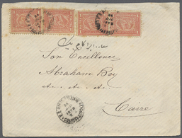 Br Ägypten: 1873. Envelope Addressed To 'His Excellence Abraham Bey, Cairo' Bearing SG 27, 1pi Dull Rose Red (4) Tied By - 1915-1921 Protectorat Britannique