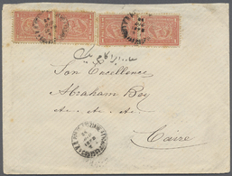 Br Ägypten: 1873. Envelope Addressed To 'His Excellence Abraham Bey, Cairo' Bearing SG 27, 1pi Dull Rose Red (4) Tied By - 1915-1921 Protettorato Britannico