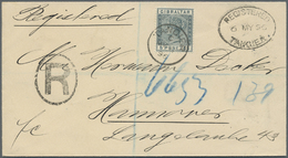 Br Britische Post In Marokko: 1896, 5 Pesetas Slate GIBRALTAR Issue Single Franking On Registered Cover From TANG - Other & Unclassified