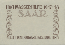 ** Saarland (1947/56): 1948 Hochwasserhilfe, Ungezähnter Block Mit Spektakulären FEHLDRUCK FEHLENDEM WE - Ongebruikt