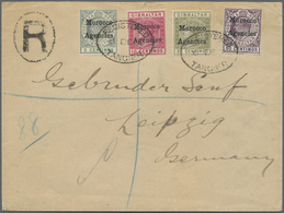 Br Britische Post In Marokko: 1906, Registered Letter With 10 And 20 Cent. QV And 5 Nad 50 Centimos Edward VII Fr - Other & Unclassified