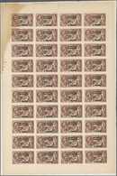 **/* Britische Post In Marokko: 1935/1936, 3fr. On 2s.6d. Brown, Complete Sheet Of 50 Stamps Unmounted Mint, At Upp - Other & Unclassified