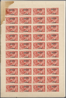 **/* Britische Post In Marokko: 1935/1936, 6fr. On 5s. Bright Rose-red, Complete Sheet Of 50 Stamps (partly Separat - Autres & Non Classés