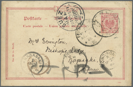 Br Ägypten: 1895. German Postal Stationery Card 10 Pf Red Written From The 'S.S. Bayern' Red Sea, Cancelled By Deutsche  - 1915-1921 British Protectorate