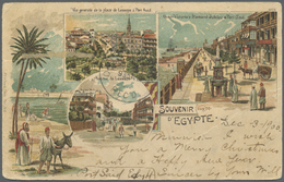 Br Ägypten: 1900-1914: Group Of Five Picture Postcards Sent To The U.S.A., With Lovely Scenes And Views, One With Specia - 1915-1921 British Protectorate