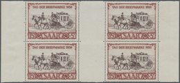 ** Saarland (1947/56): 1950, 15 Fr. IBASA Im Bogenteil Mit 2 Zwischenstegpaaren, Postfrisch, Senkrecht - Unused Stamps