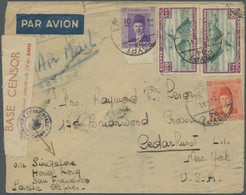 Br Ägypten: 1941. Air Mail Envelope (tears At Top) Addressed To The United States Bearing Yvert 188, 2m Vermilion, Yvert - 1915-1921 British Protectorate