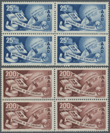 **/ Saarland (1947/56): 1950, 25 Fr. Und 200 Fr. Europarat Als Viererblocksatz Einwandfrei Postfrisch, M - Unused Stamps