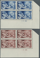 **/ Saarland (1947/56): 1950, Europarat, Beide Werte In Eckrand-4er-Blocks Aus Der Rechten Unteren Bogen - Unused Stamps