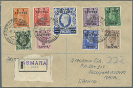 Br Britische Militärpost II. WK: 1950, "B. A. ERITREA" KGVI 10 Sh. And 5C To 75 C On Registered Letter Sent From - Other & Unclassified