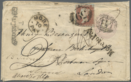 GA Großbritannien - Ganzsachen: 1844. Postal Stationery Envelope 1d Pink (creases, Tears, Folds, Stains) Tied By - 1840 Mulready Envelopes & Lettersheets