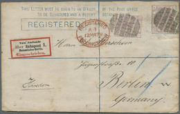 GA Großbritannien - Ganzsachen: 1879, Stat. Registered Envelope (153x96 Mm) With Addtional Franking Of 2 Pieces 2 - 1840 Mulready Envelopes & Lettersheets