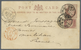 GA Großbritannien - Ganzsachen: 1880. Postal Stationery Card Halfpenny Brown Upgraded With SG 48, ½ D Rose (plate - 1840 Mulready Envelopes & Lettersheets