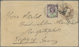 GA Großbritannien - Ganzsachen: 1895, ONE PENNY QV Postal Stationery Envelope, Underneath The Stamp With Colorles - 1840 Buste Mulready
