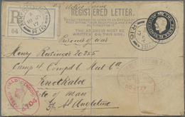 GA Großbritannien - Ganzsachen: 1917. Registered Postal Stationery Envelope ‘two Pence’ Black Endorsed ‘On Active - 1840 Mulready Envelopes & Lettersheets