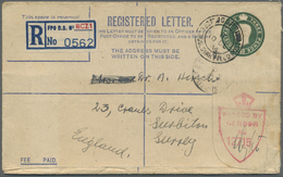 Br Großbritannien - Ganzsachen: 1944. Registered 3d Green Postal Stationery Envelope Addressed To Surrey Cancelle - 1840 Enveloppes Mulready