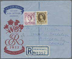 GA Großbritannien - Ganzsachen: 1957 (29.11.), Coronation Airletter 1953 With Variety 'MISSING STAMP IMPRESSION' - 1840 Mulready Envelopes & Lettersheets