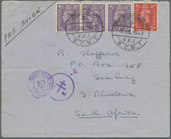 Br Ägypten: 1943. Air Mail Envelope Written From Cairo Addressed To Rhodesia Bearing Great Britain SG 486, 1d Pale Scarl - 1915-1921 British Protectorate